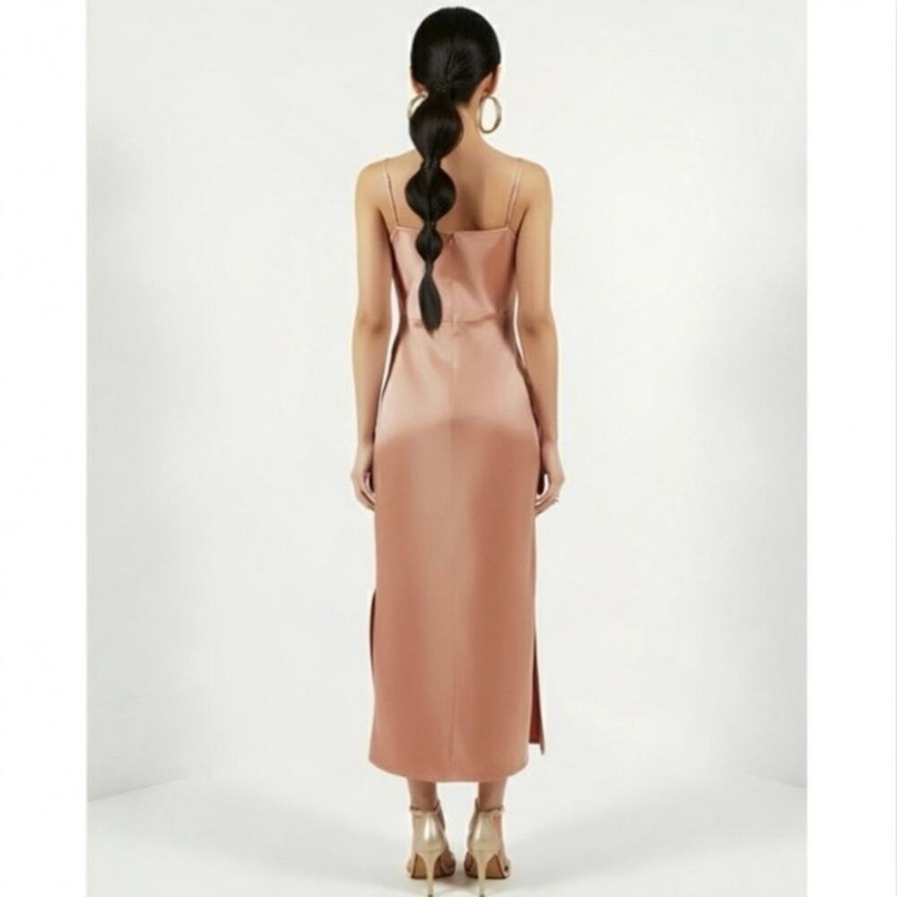 BHLDN cali satin midi slip dress blush pink cowl neck slit hemsize 6 NWT - Picture 2 of 15